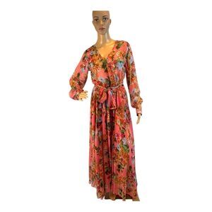 Spy Zone Exchange Women’s Rose Floral Chiffon Maxi Dress Size M